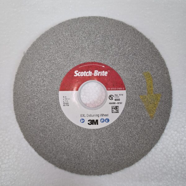 Scotch-Brite™ EXL Deburring Wheel, 6 in x 1/2 in x 1 in 9S FIN, 4/Case