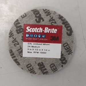 3M - Scotch-Brite™ EXL Unitized Wheel, XL-UW, 2A MED, 3 in x 1/2 in x 1/4 in (7.62 cm x 1.27 cm x 0.64 cm)