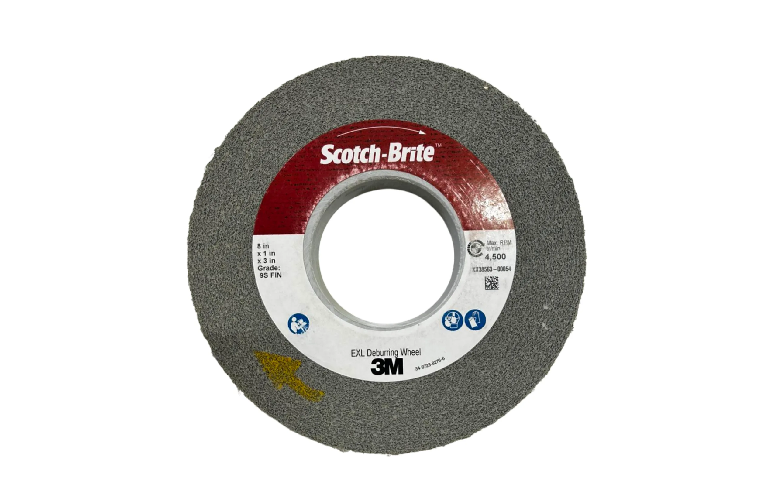3M - Scotch-Brite EXL Deburring Wheel, 8 in x 1 in x 3 in, 9S Fine